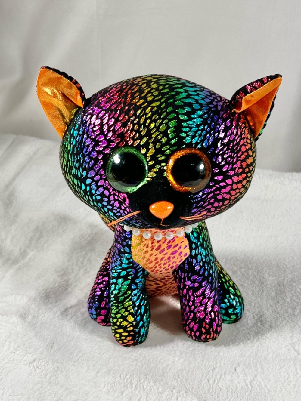 Ty Beanie Boos Spellbound TySilk Cat Kitten Plush Animal Toy Halloween Rainbow